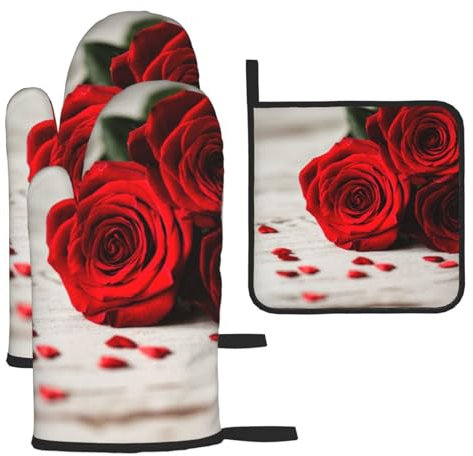 Lot de 3 maniques et maniques roses - Résistantes à la chaleur - Imperméables - Pour barbecue