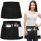 LIMITADA 2PCS Vorbinder Schürze,Kellnerschürze Kurz,Taillen Schürze Damen,Küchenschürzen für Frauen,Backschürze Schwarz,Grillschürzebistroschürze Kurz Schwarz für Frauen Männer Chef Kellner Café