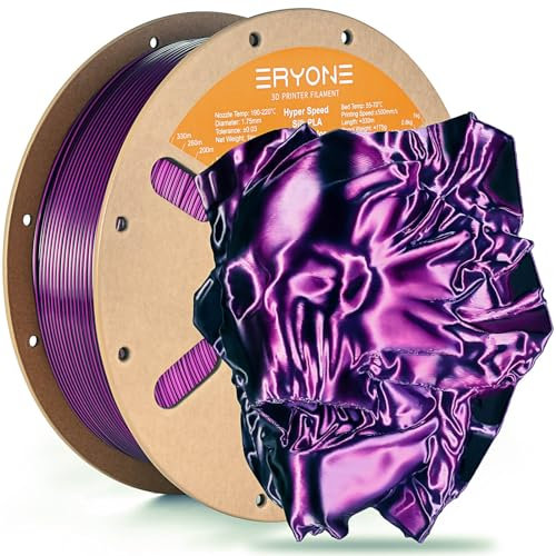 ERYONE High Speed Filament Silk Dual Color 1.75mm +/- 0.03mm, 3D Printing PLA Pro Filament Fit Most FDM Printer, 1kg (2.2LBS) / Spool, Purple & Black