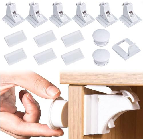 6 Serrature + 2 Blocca di Sicurezza Magnetici per Bambini, Chiavi Blocca Cassetti per Bambini Magnetici, Bambino Serrature Magnetiche di Sicurezza per Armadietto, Cassetto
