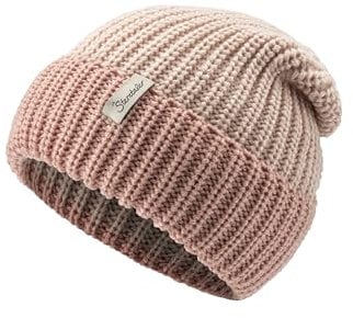 Sterntaler Strickmütze mit Umschlag - Lässige Mädchen Beanie - Winter Mütze Two Tone - Kinder Mütze mit Rippenstrick Muster- zartrosa, 53
