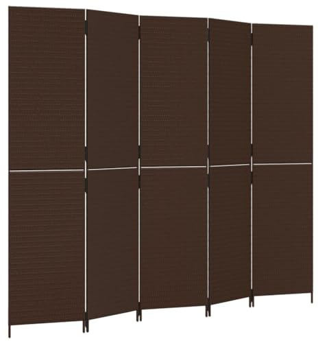 vidaXL Paravent 5-TLG. Braun Poly Rattan