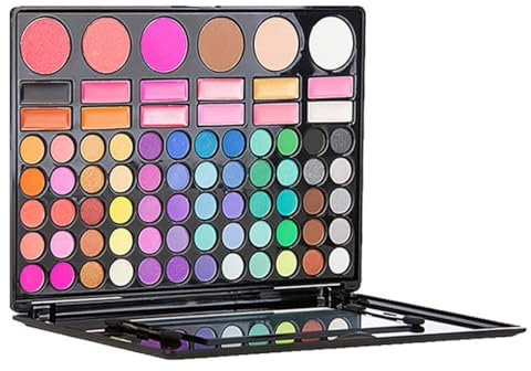 78 Farben Lidschatten Makeup Palette, 1 Stück Lidschatten Palette, Lidschatten Makeup Palette, Eyeshadow Kosmetik Palette, fur Profi und tagliche, Blackbox mit Spiegel, Mehrfarbig