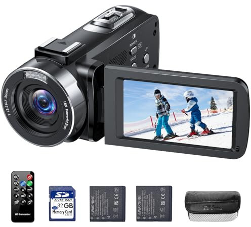 Video Camera Camcorder 4K 42MP 18X Digital Zoom Vlogging Video Camera Recorder for YouTube, 3.0 270° Rotating Screen Vlog Digital Video Camera with 32GB SD Card, LED Fill Light, Batteries, Remote
