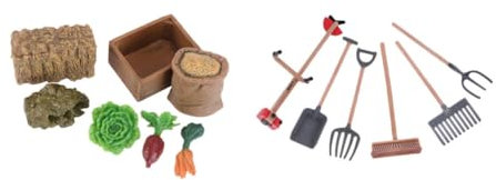 ifundom 26 STK Garten-Werkzeug-Ornament Mini-Zen-Garten-Sandkasten Miniaturfiguren Pflanzendekor Modelle Sandtisch Landschaftsdekor Werkzeugmodell Rettich schmücken Krippe