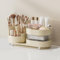 MUUKAIII Organisateur de Maquillage, Organisateur Maquillage Rotatif 360 Degrés, Rangement cosmétique Multifonctionnel pour Chambre, Coiffeuse - Blanc Crème