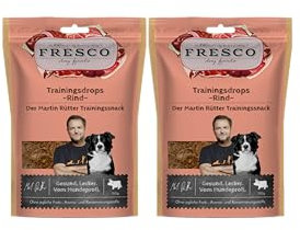 Fresco | Martin Rütter Trainingsdrops Rind 2 x 150g | Natürlicher Monoproteinsnack | Echt-Fleischprodukt | gesund und natürlich | Leckerli für Hunde