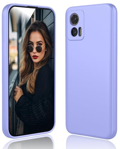 DESSEN Hülle für Motorola Moto Edge 30 Neo - Flüssige Silikon Handyhülle mit Kratzfestem Mikrofaserfutter Weiche TPU Schutzhülle Stoßfeste Bumper Cover Dünn Case, Lila