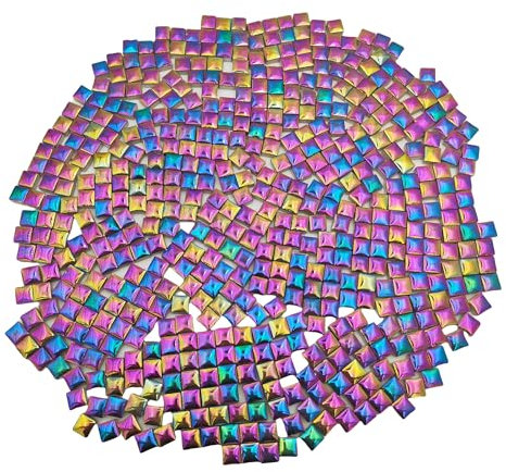 500 g quadratische Keramik-Mosaikfliesen, 500 Stück, 1 x 1 cm, handgefertigt, kreative Mikro-Mosaikstücke für Liebhaber, DIY-Mosaikprojekte und Heimdekorationen (schillernder Regenbogen)