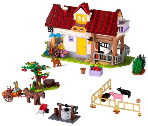 Bauernhof Tierschutzgebiet Bauspielzeug, 649 PCS Friend Baumhaus-Baukastenspiel Set mit Hof, Apfelbaum, Kutsche, Brunnen, Schweinen, Milchkuh für Kinder Mädchen Jungen ab 8-15+ Jahren
