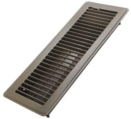 Howeall Registro de suelo de 4 x 14 pulgadas, rejillas de ventilación de acero resistente, palanca de suministro de aire de fácil ajuste, cubiertas de ventilación para el hogar (marrón)