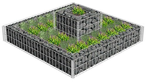 Bulliing Jardinière en Gabion Acier galvanisé 120x120x20 cm,Jardiniere sur Pieds,Bac avec Treillis,Jardiniere Terrasse