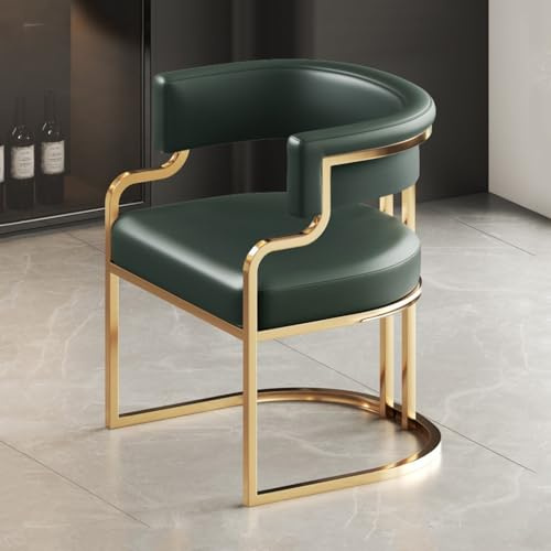 YCKEGEW Leder Modern Tub Chair Gepolsterter Sessel Für Wohnzimmer,Esszimmer Stühle Gästestühle Für Rezeption Einzelner Sofasessel Mit Goldenen Metallbeinen(Groen)