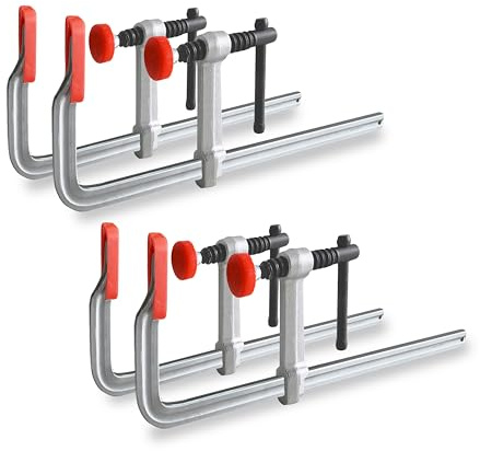 HimaPro Lot de 4 Serre-joints en F en Acier Forgé – Longueur 300 mm – Capacité de Serrage 540 kg – Profondeur de Gorge 120 mm – Pour Soudure, Travail du Bois et du Métal