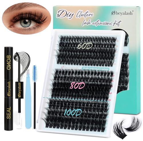 Thick Extension Cils 3D Kit Faux Cils Kit Extension Cils 60D+80D+100D Kit Extension De Cils D Curl DIY Lash Extension Kit Kit Faux Cils Extension by Obeyalash (275pcs 3D Fluffy D Curl 10-18mm)