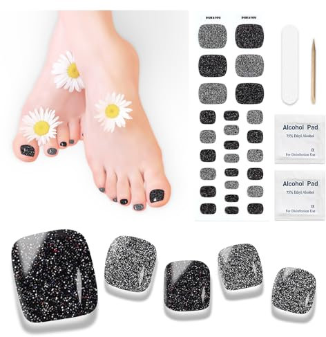 Smalto Adesivo per Unghie Piedi - 26 Pezzi Unghie Gel Adesive UV Full Wraps Unghie Adesivi Decalcomanie Autoadesive Gel Nail Stickers Durata for Toenails per Donne