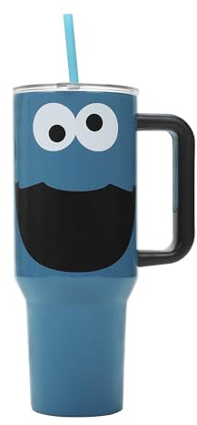 Bioworld Sesamstraße Krümelmonster Edelstahlbecher mit Griff, 1,2 l, Blau
