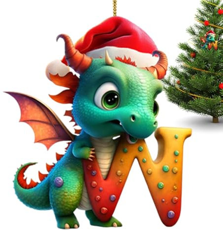 Weihnachtsdeko Weihnachtsbaumschmuck 26 Buchstaben Anhänger Baby Drache Anhänger Weihnachts Dinosaurier Ornamente, Acryl Christbaumschmuck Weihnachtsanhänger Karikatur Weihnachtsschmuck Für Kinder