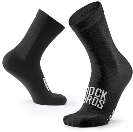 ROCKBROS Road to Sky Fahrradsocken, Sportsocken Atmungsaktive Baumwolle, Lange Laufsocken Herren Damen, Rutschfeste Socken für Rennrad Mountainbike Mehrfarbig S-L