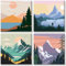 HEIBAGO 4 Pack Encadré Paint by Numbers pour Débutants, Paysage Kits de Peinture par Numéros pour Adults, DIY Montagne Peinture à l'huile par Numéros Kits pour la Décoration Intérieure Maison,8×8 inch