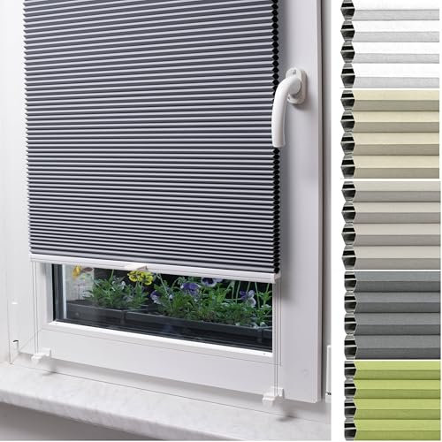 STUZA® Wabenplissee ohne Bohren nach maß, Verdunkelung und Thermo Plissee Premium klemmfix für Fenster (Höhe von 50 cm bis 149 cm)