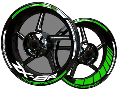 Adesivi riflettenti in vinile per bordo di cerchi da moto, adesivi kit per Kawa&saki Ninja ZX-6R, strisce per cerchioni moto complete per 2 ruote cerchi da 17 (verde+bianco)