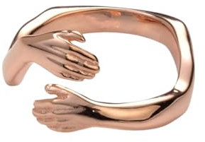 Roségold Umarmender Ring 925 Sterling Silber – Verstellbarer Hug Ring Roségold für Damen – Offener Ring – Emotionale Geschenkidee – Verstellbare Größe (Rosévergoldetes Silber)