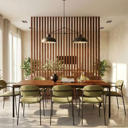 Wood Slat Room Divider 6 pcs, Floor to Ceiling, 4.5x6x300 cm, Teak colour, Customisable