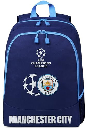 Manchester CIty F.C Rucksack Herren Backpack Fanartikel für Sport Reise Freizeit Fussball Geschenk für Männer und Teenager (Marine)