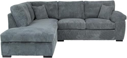 L shape suite sofa - 4 Seater Facing Corner Sofa Set - Modular Sofa With Removable cushion Armrest - High Back Jumbo Sofa for Living Room Lounge Indoors Christmas Decor (Grey, Left Hand)