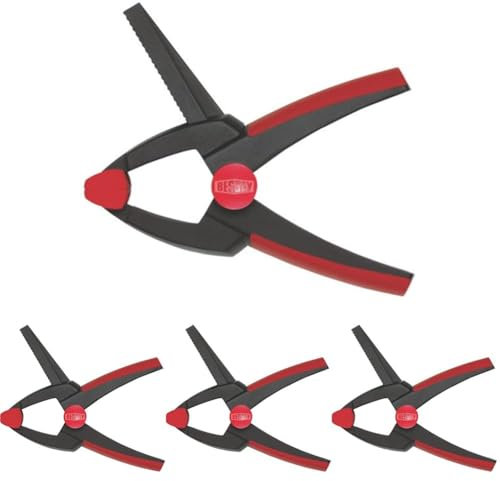 BESSEY Federzwinge VarioClippix XV5-100, Spannweite 100 mm Ausladung 50 mm, Variable Spannweite bis 100 mm, trotzdem einhändig bedienbar, Gewicht 0,17 Kg (Packung mit 4)
