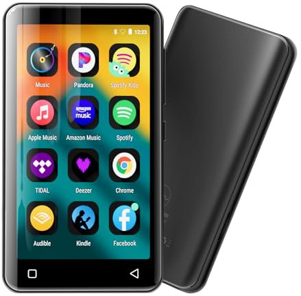 innioasis 80Go Lecteur MP3 avec Bluetooth et WiFi, Lecteur de Musique Mp3 et Mp4 ave Spotify,Spotify Kids, Tidal, Deezer, Lecteur Vidéo à écran Tactile 4 Pouces 1080P（Noir）