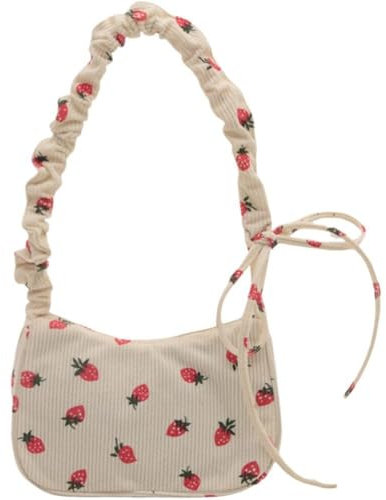 Cord-halbmondtasche Für Damen, Erdbeer-umhängetasche, Halbmond-Tasche, Halbmond-umhängetasche, Knödeltasche, Hobo-Tasche, Schultertasche