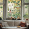 ANATTASOUL Fensterbilder Doppelseitig Topfpflanze Schmetterling Kolibri Fensterdeko Wiederverwendbar Fenstersticker Selbstklebend Fenster Aufkleber Deko Frühling Sommer für Kinderzimmer Badezimmer