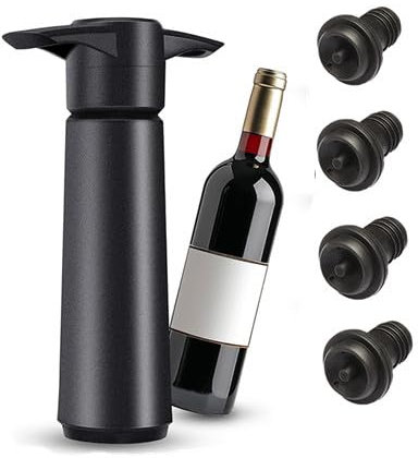 PengLAI Vacuum Wine Bottle Stoppers,1pcs Wine Saver Vacuum Pump with 4 Stoppers,Reusable Bottle Sealer Keeps Fresh,Wine Stoppers Wine Preservation Tool for Wine Bottles,Beer Champagne Sparkling Wine