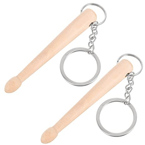 Veemoon 2pièces Porte-clés Unique Forme De Baguette De Tambour Décoration à Suspendre Pour Clés Petit Bois Naturel