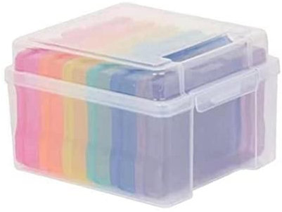 Dbvnnsy Boîte de rangement photo gardien d'image en plastique 5x7 pouces, artisanat organisateur de cas photo avec 6 diviseurs colorés interchangeables, Scrapbook et solution stockage cartes