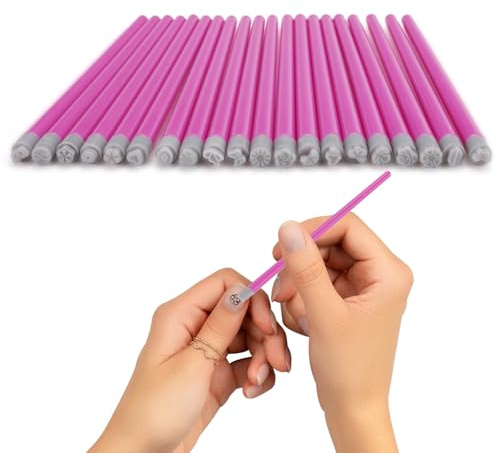 Yitexin 20 Pieces Nail Art Stamp Pen Set with Different Patterns, Craft Nail Stamping Pen for Women Manicures, Butterfly Flower Rose Design Stamp Pencil Stamper Tools Kit for Home Salon DIY (20 Pcs)