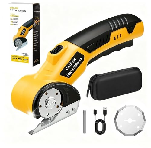OBEST kartonschneider elektrische schere, pappschneider mit 2000 mAh akku, stoffschere, elektrisches cuttermesser, teppichschneider, elektroschere für pappe, fabric, stoff, papier, teppich