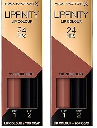 Max Factor Lipfinity Lip Colour Indulgent 190 – Kussechter Lippenstift mit 24h Halt ohne auszutrocknen, intensiver Farbabgabe & präzisem Applikator - mit intensiv pflegendem Gloss-Top Coat