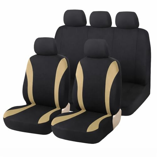 Rumplex Sitzbezüge Schonbezug Sitzauflage Für VW Für Volkswagen Golf Passat Polo Tiguan Touareg Touran Jetta Beetle Bora Caddy Cc b7 EOS Id.3 4 5 Jetta Lupo Sharan T-Cross Taigo Up Vento (Beige)