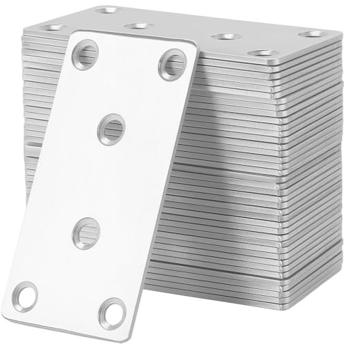 JIAYUET 40 PCS Heavy Duty Metal Flat Brackets 80x40x2mm, Stainless Steel Mending Plates for Wooden Fence Posts Railway Sleeper Fixing