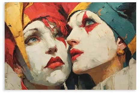 QIOTBVV Kunstdruck auf Leinwand, abstraktes Clown-Porträt, Schlafzimmer, Dekoration, Landschaft, Büro, Raumdekoration, Geschenk, 30 x 45 cm