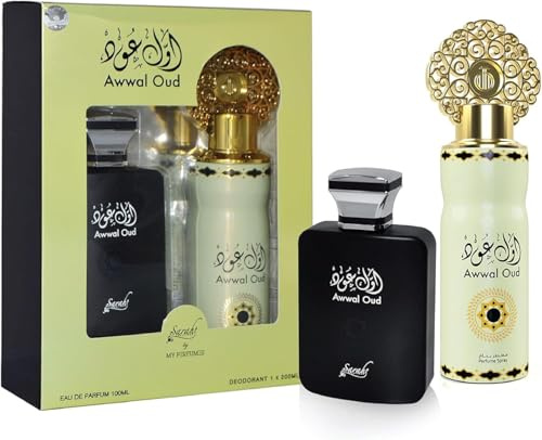Arabiyat - Sarah Creation Awwal Oud EDP 100ML + DEO 200ML Gift Set For Men & Women (Unisex), Made in UAE
