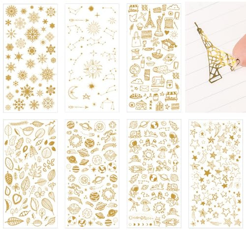 BSITSSS 14 Blatt Sticker Reisetagebuch, Scrapbooking Aufkleber Weltraum Astronauten, Weltall Planeten Sterne Schneeflocken Scrapbook Sticker Aesthetic für Fotoalbum Bullet Journal Laptop Skateboard