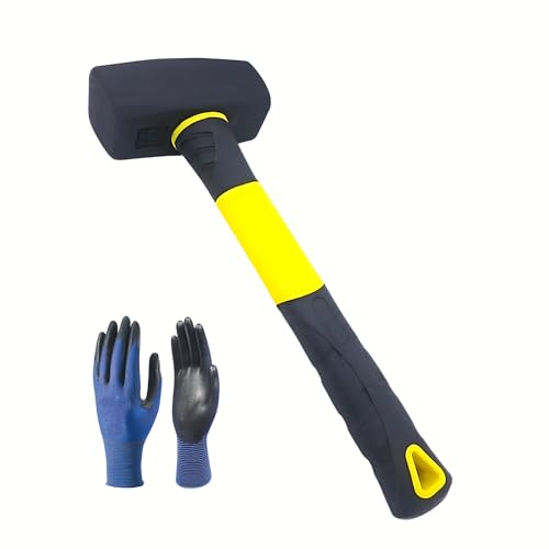 FROOBY Club Hammer, 2kg 4.4lb Heavy Duty Forged Induction Hammerhead, Lump Hammer, Fibreglass Handle For Woodworking, Furniture Assembly, Stone Carving, Professional Construction, DIY Projects, Gloves