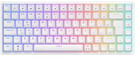 Wireless Gamer Keyboard Tri Mode BT5.0 2.4G USB C 75 Percent RGB Mechanical Compatible With RK84 RK Brazilian Spanish(Brazilian White)