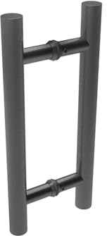 Generisch Stoßgriff aus Edelstahl für Glastür, zylinderförmig, 300-500 mm, Silber oder Schwarz, Schliff oder Pulverbeschichtung, für Glasdicke 8-12 mm (Schwarz (Pulverbeschichtung), 300 mm)