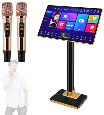 Karaoke Machine - 8T Karaoke System Audio Set with Wireless Mic, Speaker, Touch Screen, Phone App Control, Power Amplifier for Home and Bar Use