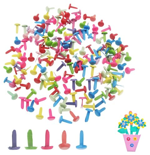 100 Stück Bunte Brads Musterbeutelklammern,Metall Rundkopfklammern Mini Brads für Basteln & Büro,Musterklammern Rundkopf als Briefklammern,Heftklammern Ersatz für Scrapbooking,DIY & Papierbefestigung